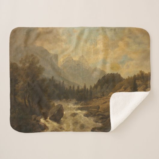Forest Landscape Scene (door Josef Kriehuber) Sherpa Deken (Voorkant (horizontaal))