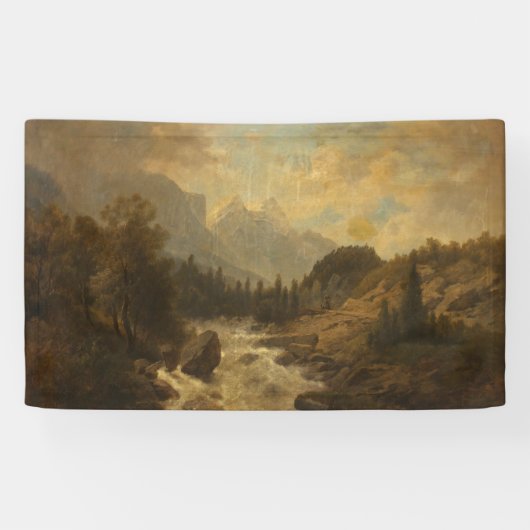 Forest Landscape Scene (door Josef Kriehuber) Spandoek (Horizontaal)