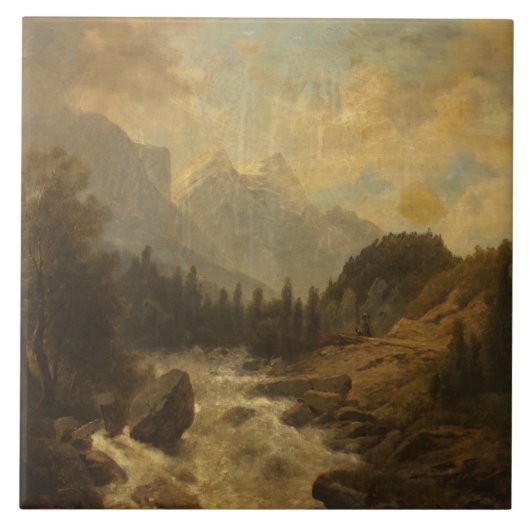 Forest Landscape Scene (door Josef Kriehuber) Tegeltje (Voorkant)