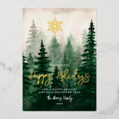 Forest Landscape Scene Prettige feestdagen Folie Uitnodiging (Voorkant)