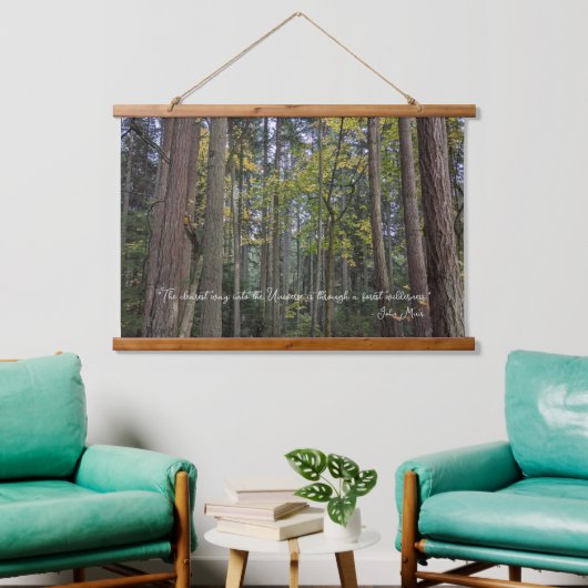 Forest Landscape w/John Muir Quote Hangend Wandkleed (Woonkamer)