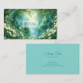 Forest Landscape Waterfall White Rose Floral Visitekaartje (Voorkant / Achterkant)