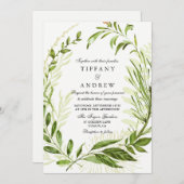 Forest Leaf Wreath Elegant Wedding Invitation Kaart (Voorkant / Achterkant)
