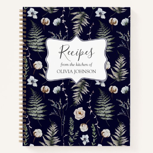 Forest Leaves Floral Botanical Recept Kookboek Notitieboek (Voorkant)
