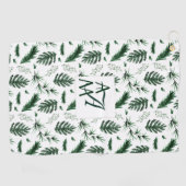 Forest Leaves Green Monogram 3 Initialen Passen ge Golfhanddoek (Horizontaal)