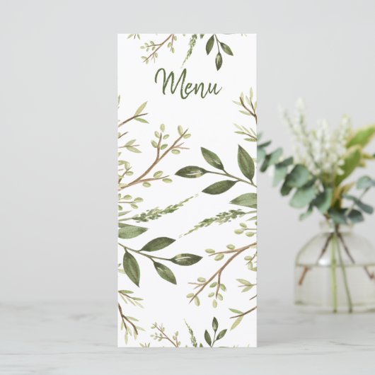 Forest Leaves Greenery Wedding Menu (Staand voorkant)