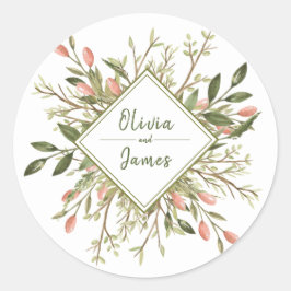 Forest Leaves Greenery Wedding Ronde Sticker