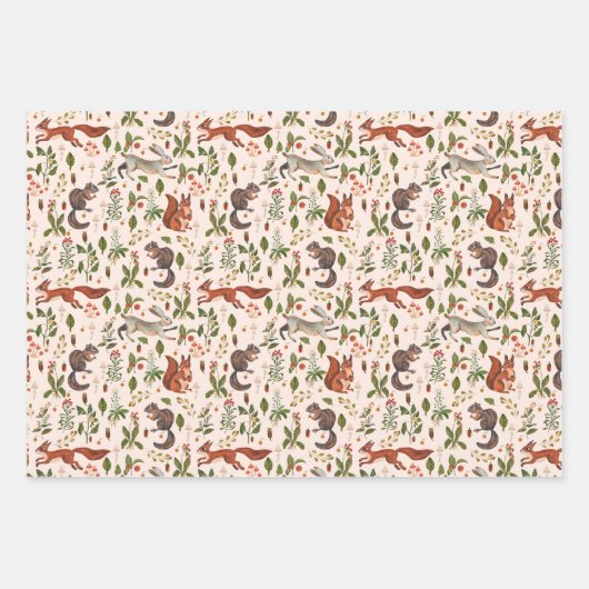Forest Life Chipmunk Eekhoorn eikels Konijnen Inpakpapier Vel (Voorkant 3)
