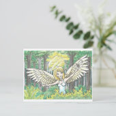 Forest Light Angel Fairy Bossen Fantasy Art Print Briefkaart (Staand voorkant)