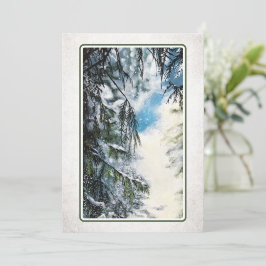 Forest Light Christmas-Kaart (leeg bericht) Feestdagenkaart (Staand voorkant)