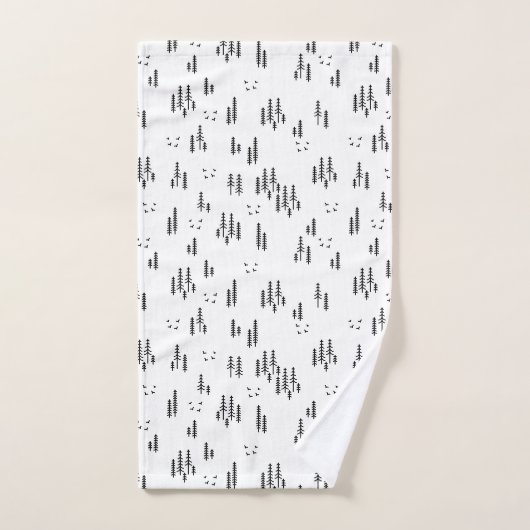 Forest Line Art-patroon Bad Handdoek (Handdoek)
