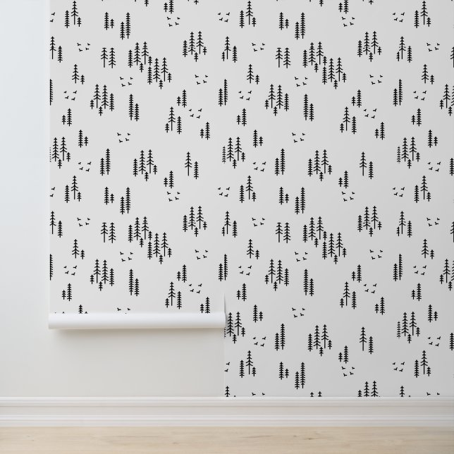 Forest Line Art-patroon Behang (Applicatie)