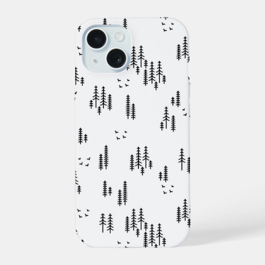 Forest Line Art-patroon iPhone 15 Case (Achterkant)