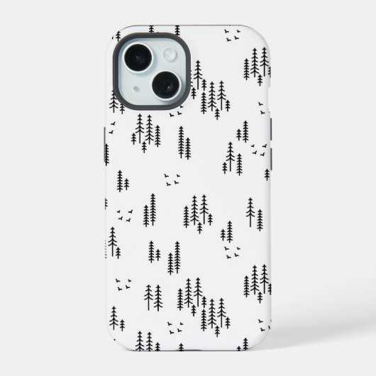 Forest Line Art-patroon iPhone 15 Case (Achterkant)