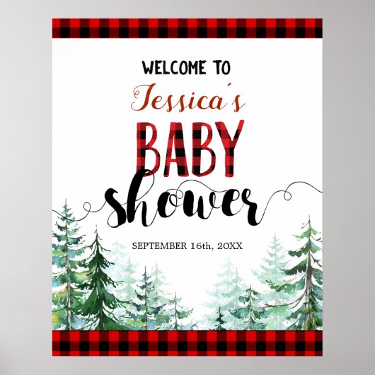 Forest Lumberjack Baby shower Welkomstteken Poster (Voorkant)