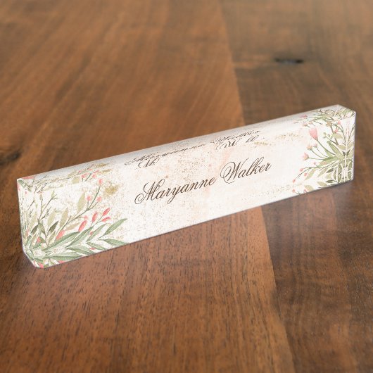 Forest Magic Floral gepersonaliseerde bureau naamp Naambordje (Zijkant)