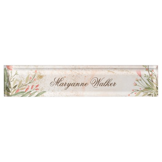 Forest Magic Floral gepersonaliseerde bureau naamp Naambordje (Voorkant)