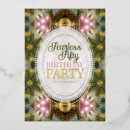Forest Magic Green Gold Pink Party Folie Uitnodiging