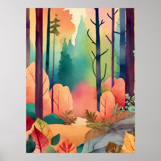 Forest Magic in Waterverf Poster (Voorkant)