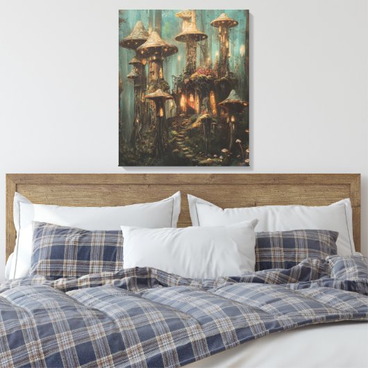 Forest Magic Mushroom Canvas Afdruk (Insitu (Slaapkamer))