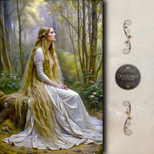 Forest Maiden Long Hair Decoupage Tissuepapier
