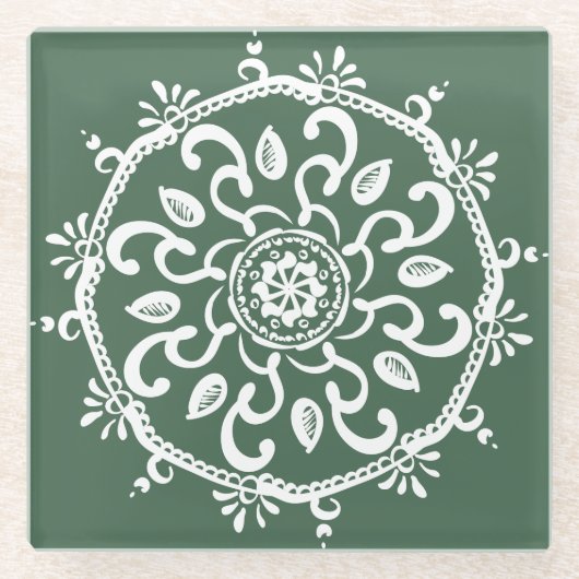 Forest Mandala Glazen Onderzetter (Voorkant)