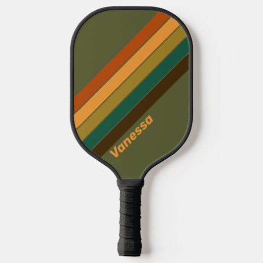 Forest Marsh Gestreept met Naam Pickleball Paddle (Achterkant)