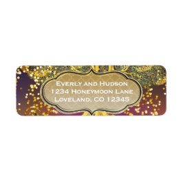 Forest Mason Jar Fairytale Paars en Gold Wedding Etiket