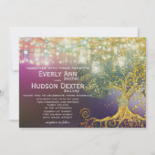 Forest Mason Jar Fairytale Paars en Gold Wedding Kaart (Voorkant)