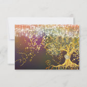 Forest Mason Jar Fairytale Paars en Gold Wedding RSVP Kaartje (Achterkant)