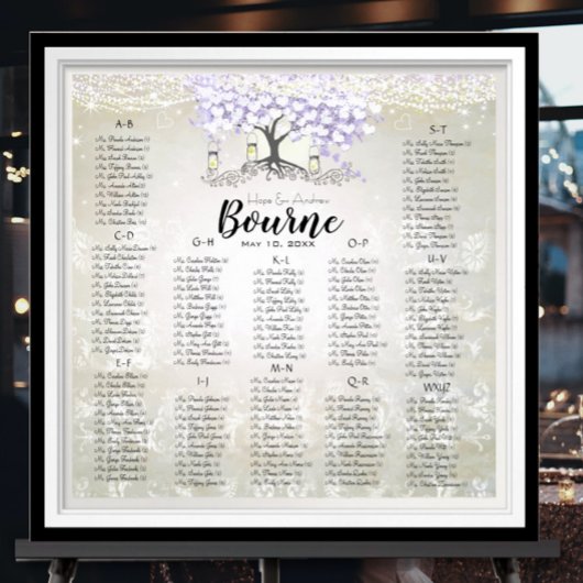 Forest Mason Jar Lavender Heart Leaf Tree Wedding Poster