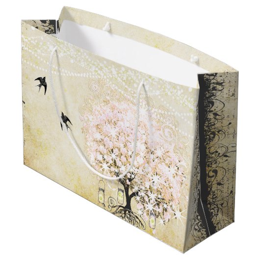 Forest Mason Jar Pink Heart Leaf Firefly Groot Cadeauzakje (Achterkant Gekanteld)