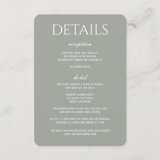 Forest Meadow Wedding Informatiekaartje (Voorkant)