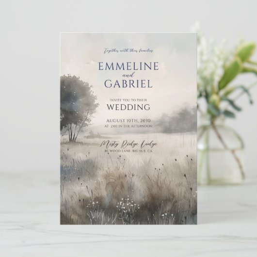 Forest Meadow Wedding Invitation Kaart (Staand voorkant)