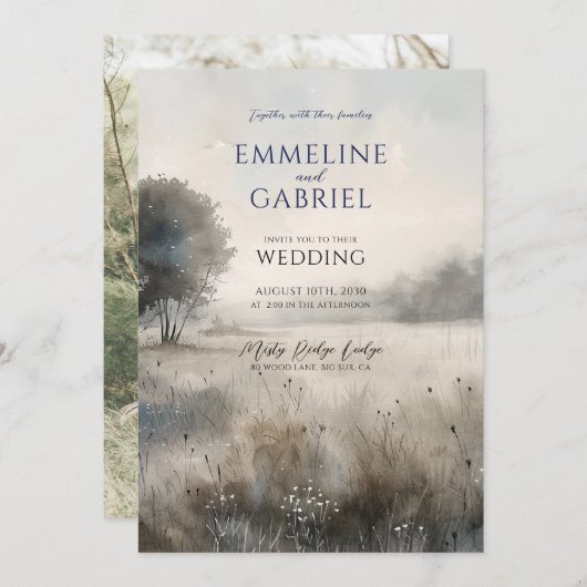 Forest Meadow Wedding Invitation Kaart (Voorkant / Achterkant)