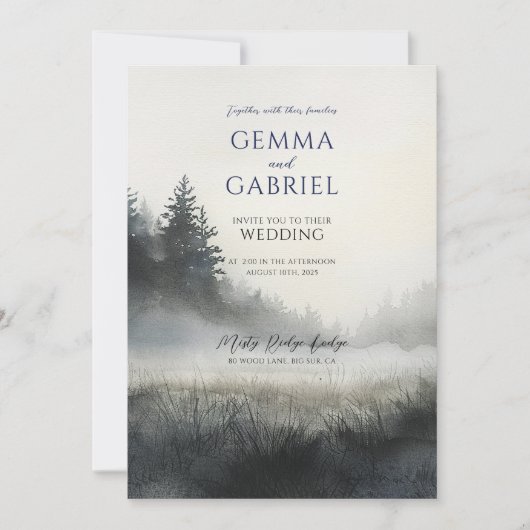 Forest Meadow Wedding Invitation Kaart (Voorkant)