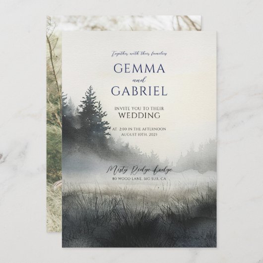 Forest Meadow Wedding Invitation Kaart (Voorkant / Achterkant)