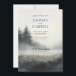 Forest Meadow Wedding Invitation Kaart<br><div class="desc">Verras uw gasten met een prachtige natuur geïnspireerde huwelijksuitnodiging, met een zacht waterverf mistige bosweide in subtiele tinten blauwgrijs, in een zacht etherische stijl. Elegante decoratieve typografie wordt gecombineerd met een modern delicaat schrift. Voeg je trouwfoto toe aan de achterkant van de uitnodiging of verwijder gewoon deze voorbeeldplaatsaanduiding en laat...</div>
