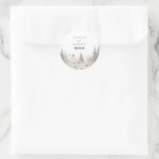 Forest Meadow Wedding Ronde Sticker (Tas)