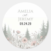 Forest Meadow Wedding Ronde Sticker (Voorkant)