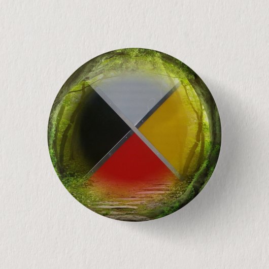 Forest Medicine Wheel Small Round Button (Voorkant)
