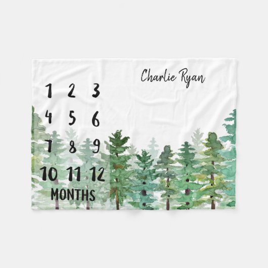 Forest Milestone Growth Blanket Fleece Deken (Voorkant (Horizontaal))