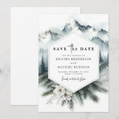 Forest Minimal Mountain Wedding Save The Date (Voorkant / Achterkant)