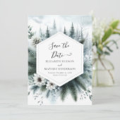 Forest Minimalist Mountain Wedding Save The Date (Staand voorkant)