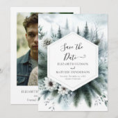 Forest Minimalist Mountain Wedding Save The Date (Voorkant / Achterkant)