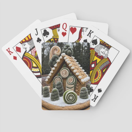 Forest Mint Gingerbread Cottage Playing Cards Pokerkaarten (Achterkant)