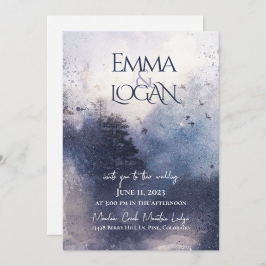 Forest Mist Invitation Kaart (Voorkant / Achterkant)