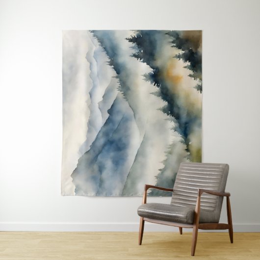 Forest Mist Waterverf Schilderen Wandkleed (In situ)