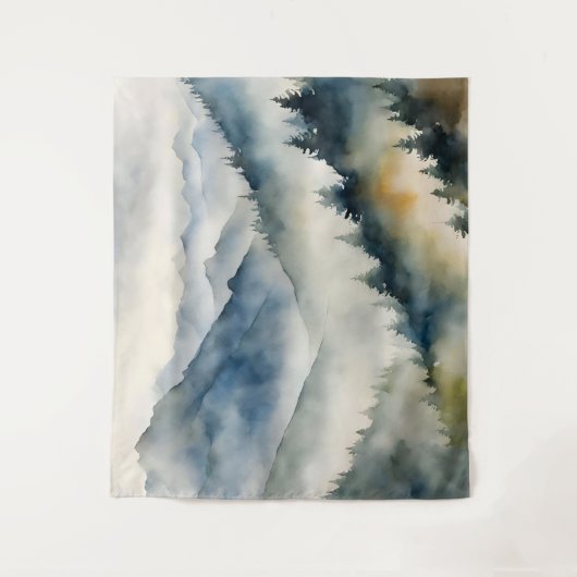 Forest Mist Waterverf Schilderen Wandkleed (Voorkant)