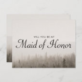 Forest Misty Landschap Maid of Honor Voorstel Uitnodiging Briefkaart (Voorkant / Achterkant)